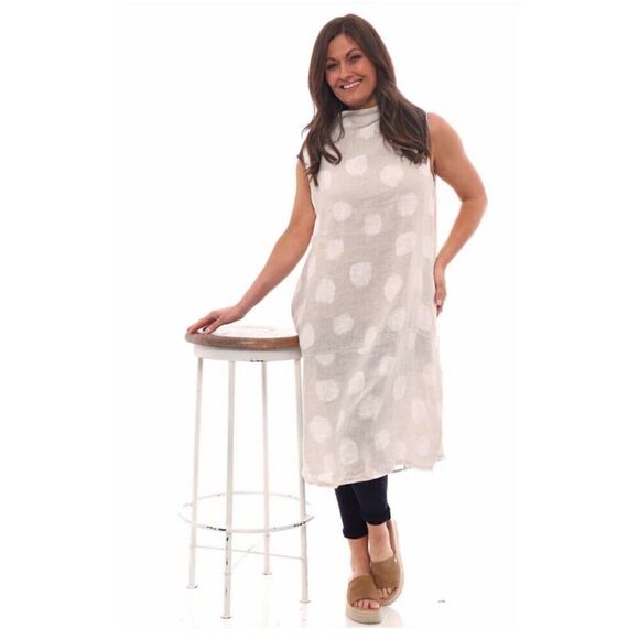Lungo L’Arno Made in Italy Erika linen spot dress - Picture 1 of 8